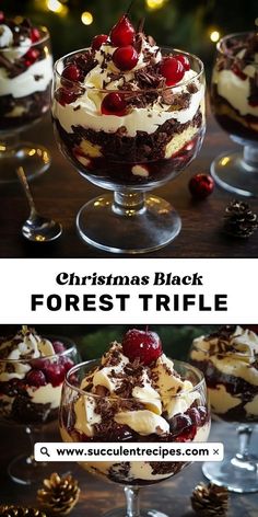 Celebrate the season with a luxurious Black Forest Trifle! Rich chocolate, sweet cherries, and whipped cream come together in this festive dessert that’s sure to be a hit at your Christmas gathering.