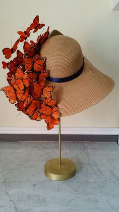 Kentucky Derby hat  Monarch butterfly fascinator  Dianah Gruenke Lifestyle Engineer  Gruenkedianah@gmail.com Diy Derby Hat Ideas, Kentucky Derby Hats Diy Ideas, Derby Time, Derby Ideas