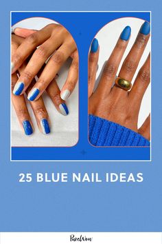 We compiled 25 blue nail ideas that will add an instant pop of color to your manicure, from French tips to geometric masterpieces. Blue Nail Ideas, Statement Nail