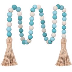 the beaded necklace with tassels is shown in three different colors and sizes