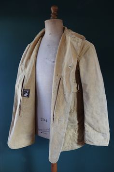 Vintage 1920s 20s Tin Cloth Duck Cotton Canvas Hunting Shooting Jacket 48 Chest Red Head American Workwear Work Chore - Etsy Vintage Brown Cotton Utility Jacket, Vintage Beige Utility Jacket With Pockets, Khaki Cotton Utility Jacket For Hunting, Vintage Beige Cotton Utility Jacket, Vintage Cotton Hunting Outerwear, Vintage Beige Cotton Outerwear, American Workwear, Vintage Menswear, Hunting Jackets