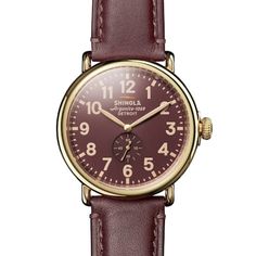 Powered by Shinola's first-ever movement Down Band, Classic Color Palette, Oxblood Leather, Red Watch, Oxblood Red, Bespoke Post, Quartz Colors, Modern Watches, G Shock Watches