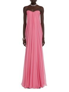 Pink Gowns, Bustiers, Tall Model, Tie Dress, Silk Chiffon, Chiffon Dress, Model Measurements