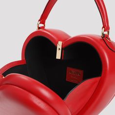 Moschino Red Nappa Leather Shoulder Bag. Pure red nappa leather bag, top handle, heart shape, top snap fastening, adjustable and detachable shoulder strap, one main compartment, inner patch logo. Nappa Leather Bag, Moschino Couture, Leather Cap, Nappa Leather, Handbag Backpack, Mens Shoes Sneakers, Heart Shape, Shoulder Bag Women, Moschino