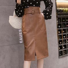 Material: Faux LeatherSilhouette: PencilGender: WOMENModel Number: BQ019Waistline: empirePattern Type: SolidStyle: CasualDecoration: PocketsDresses Length: Knee-Length Office Midi Skirt, Pu Skirt, Faux Leather Midi Skirt, Pu Leather Skirt, Wrap Skirts, Skirts Midi High Waisted, Leather Midi Skirt, Leather Pencil Skirt, Midi Skirt Pencil