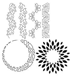 four different designs that are in the shape of an oval and circular, with leaves on each