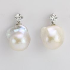 Baroque pearl earrings,large pearl earrings,jumbo flameball pearl earrings,natural white pearl earri Violet Summer, Large Pearl Earrings, White Pearl Jewelry, White Pearl Earrings, Pearl Necklace Designs, White Pearl Earring, Earrings Big, Baroque Pearl Earrings, Pearl Earrings Dangle