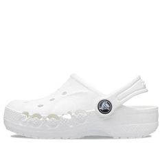 (GS) Crocs Baya Clogs 'White' 207013-100 White Round Toe Clogs For Summer, White Round Toe Summer Clogs, White Casual Clogs With Round Toe, Casual White Clogs With Round Toe, White Summer Clogs With Rubber Sole, White Closed Toe Clogs With Rubber Sole, Casual White Synthetic Clogs, White Slip-resistant Clogs For Summer, Casual White Slip-on Clogs