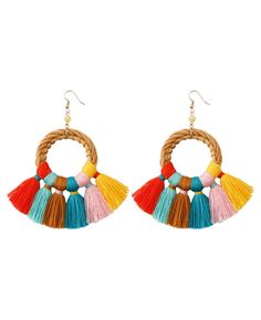 Get 10% off now! Buy retro colorful bohemian tassel circle earrings at cheap price online. Free stable shipping and pro since 2009. Bohemian Colorful Round Bead Earrings, Bohemian Circle Earrings With Colorful Beads, Bohemian Multicolor Circle Earrings, Bohemian Multicolor Tassel Chandelier Earrings, Bohemian Multicolor Tassel Earrings, Modest Prom, Blue Green Wedding, High Low Prom Dresses, Make Your Own Dress