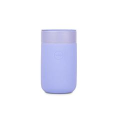 thermos insulated tumbler in lila is shown with a white lid and handle