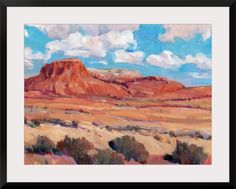 an oil painting of mountains in the desert