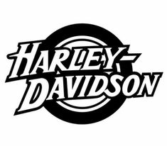 the logo for harley davidson is shown in black and white