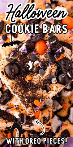 halloween cookie bars with oreo pieces and sprinkles