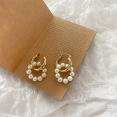 Baroque Pearl Gold Color Hoop Earrings For Women Thick Circel Round Hoops Pearl Beads Ear Rings Preppy Jewelry, Korean Jewelry, Jewelry Accessories Ideas, Christmas Gift Jewelry, Pearl Charms