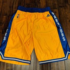 Adidas Warriors Throwback Shorts New With Tags Adidas Casual Shorts For Sports Events, Casual Adidas Shorts For Sports Events, Yellow Athleisure Short Bottoms, Sporty Yellow Short Bottoms, Yellow Sportswear Shorts For Summer, Adidas Shorts With Built-in Shorts For Sports, Yellow Sporty Athletic Shorts, Sporty Yellow Athletic Shorts, Yellow Athleisure Bottoms With Built-in Shorts