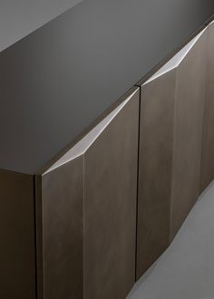 a close up of a counter top with two doors