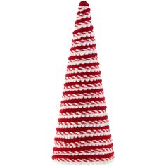 a red and white christmas tree made out of rope