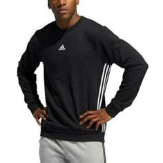 New With Tag Size: M Color: Black And White Length: 27.5" Pit To Pit: 21" Crewneck 3 Lines On The Sides, And Logo In Front Inner Fabric Fleece Sportswear Top With Three Stripes For Fall, Adidas Cotton Sweatshirt For Sports, Adidas Crew Neck Sports Top, Adidas Crew Neck Top For Sports, Adidas Crew Neck Athleisure Top, Adidas Athleisure Crew Neck Top, Three Stripes Long Sleeve Sportswear Top, Adidas Cotton Sweatshirt With Three Stripes, Adidas Crew Neck Athleisure Sweatshirt