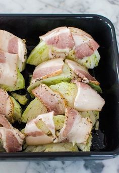 the food is prepared and ready to be cooked in the oven or on the grill