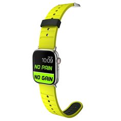 Add the winning combination of style and functionality to your active lifestyle or training sessions with this fluorescent green sculpted smartwatch band. The sweat-resistant silicone, sporty black keeper, and stainless steel pin-and-tuck buckle ensure a comfortable, universal fit. Plus, free Watch Faces that match turn this sport strap into a motivational experience. Functional Sports Watches Shock Resistant, Functional Sports Watches With Shock Resistance, Functional Sports Watches, Shock Resistant, Black Sports Watch Accessories, Casual Durable Digital Watch For Sports, Functional Sports Watch Wear-resistant, Wear-resistant Sports Watch, Functional Green Sports Watch, Casual Sports Digital Watch Wear-resistant