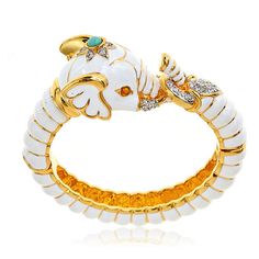 HAUTEheadquarters | Kenneth Jay Lane » White Elephant Bracelet Elephant Bangle, Dope Jewelry Accessories, Necklace Length Guide, Heart Accessories, Elizabeth Cole, Elephant Bracelet, Family Jewels, Bracelets And Necklaces, Dope Jewelry