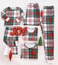 It isn't the Holidays without matching pajamas. Snag your family set before they're gone!  I T E M D E S C R I P T I O N  *  Comfy Pajamas (Price listed includes 1 pants and 1 long-sleeved ) *  Material: 95% Polyester / 5% Spandex *  Elastic Waistband  If you're looking for matching shoes, you can find them in our site! Here: https://littlemiabella.com/collections/shoes S I Z I N G  Women S: Top: Length: 23.2" | Chest: 36.2" | Sleeve Length: 22" Bottom:  Length: 41.3"| waist: 28.4" Gross Elastic Plaid Christmas Pajamas, Matching Pajamas Christmas, Family Matching Pajamas, Comfy Pajamas, Pajamas Christmas, Matching Christmas Shirts, Matching Pjs, Adult Pajamas, Christmas Matching