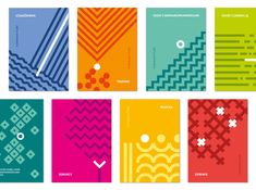 six different colored posters with geometric designs