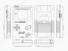 the back and side view of an nintendo wii game console, with its components cut out