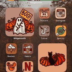 an image of halloween icons on a cell phone