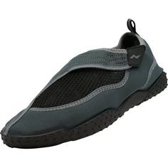 men's water shoes with black and grey soles on the bottom, side view