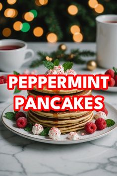 A photo of a  Peppermint Pancakes a Christmas Pancake Recipes Peppermint Pancakes, Cozy Morning, Make Breakfast