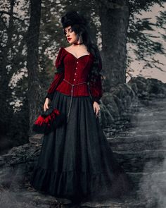 Gorgeous fitted Victorian Velvet Costume This lovely costume includes the velvet corset and lace skirt M Size 4-6 XL Size 8-10 3XL Size 12-14 Black Gothic Victorian Dress For Theater, Vampire Gown Victorian Gothic, Black Corset Dress Vampire, Gothic Long Sleeve Victorian Dress For Cosplay, Red Gothic Victorian Dress Costume, Vampire Gown, Velvet Corset, Corset Costumes, Victorian Corset