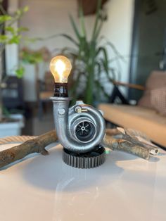 a light that is sitting on top of a table