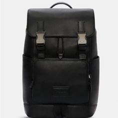 Men’s Coach Leather Backpack. Smooth Calf Leather Inside Zip, Cell Phone And Multifunction Pockets Inside Tech Sleeve Drawstring And Speedclip Closures, Fabric Lining Top Handle With 2 1/4" Drop Outside Zip And Slip Pockets Outside Zip Access To Interior Adjustable Shoulder Straps 10 1/2" (L) X 16 1/2" (H) X 6" (W) Coach Leather Backpack With Zipper Pocket, Coach Travel Backpack With Zipper Pocket, Coach Leather Backpack With Zipper For Travel, Casual Coach Leather Backpack, Functional Coach Backpack For Everyday Use, Functional Coach Backpack, Coach Leather Backpack With Zipper Closure, Coach Business Backpack, Coach Leather Standard Backpack