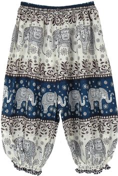 Elephant Print Cyan Blue Color Harem style hippie pants for little ones out there. These casual boho festival pants are unisex, look great on boys as well as girls. You can pair it up with a t-shirt/top to get a relaxed look. They are great for lounging around and for use at homes, beaches and casual occasions. These are fun to wear, and the material is slightly sheer. but very comfortable. ; Material: 100% Rayon; Care: Hand wash cold water lay flat to dry.28 Length, 20-28 Elastic Waist Bohemian Blue Pants For Vacation, Bohemian Blue Bottoms With Boho Print, Blue Bohemian Bottoms With Boho Print, Summer Cotton Harem Pants, Blue Hippie Pants For Vacation, Blue Boho Print Hippie Bottoms, Blue Hippie Bottoms With Boho Print, Hippie Blue Pants For Vacation, Hippie Blue Bottoms With Boho Print