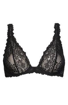 Patterned lace adds to the eye-catching allure of this underwire plunge bra that provides comfortable support under your clothing. 85% nylon, 15% elastane Hand wash, dry flat Imported Evening Lace Bra With Lace Closure, Elegant V-neck Bra For Party, Evening Underwire Bra With Lace Closure, Push-up Bra With Lace Closure For Party, Low-cut Black Bra With Lace Closure, Black Low-cut Bra With Lace Closure, Lace Bra With Lace Closure For Night Out, Evening Lace Underwire Bra, Chic Lace Bra With Lace Closure