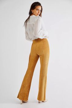 Slim Pull-On Velvet Flare Pants | Free People Rust Flare Pants, Orange Velvet Pants, Orange Corduroy Flare Pants, 1970s Flare Fitted Pants, Free People Orange Flare Pants, Velvet Flare Pants, Geometric Fashion, Velvet Flares, Velvet Pants