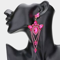 Elegant Fuchsia Marquise Teardrop Chandelier Earrings  | Statement Earrings Cheap Red Statement Chandelier Earrings, Luxury Red Dangle Chandelier Earrings, Teardrop Chandelier, Evening Earrings, Color Fuchsia, Earrings Statement, Chandelier Earrings, Statement Earrings, On Sale