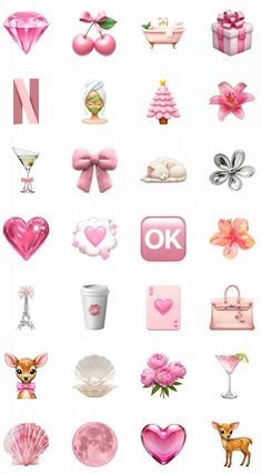 the pink icons are all different colors and sizes