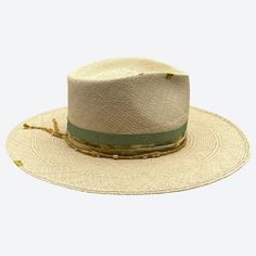 Handmade Gold Summer Hats, Artisan Toquilla Straw Hat For Kentucky Derby, Handmade Toquilla Straw Hat For Kentucky Derby, Handmade Elegant Hat Bands For Beach, Handmade Elegant Hat Bands For The Beach, Elegant Handmade Hat Bands For Beach, Elegant Handmade Hat Bands For Summer, Bohemian Toquilla Straw Fedora For Kentucky Derby, Traditional Summer Fedora With Flat Brim