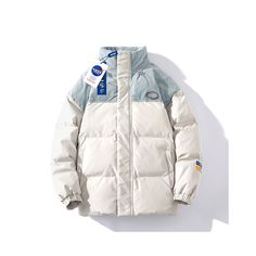 R-029-09 Winter White Cotton Outerwear For Cold Weather, Long Sleeve Cotton Puffer Jacket For Cold Weather, Cotton Long Sleeve Puffer Jacket For Cold Weather, White Cotton Casual Puffer Jacket, Casual White Cotton Puffer Jacket, Winter Cotton Puffer Jacket With Fleece Lining, Winter Cotton Puffer Jacket With Pockets, White Cotton Puffer Outerwear, White Cotton Puffer Jacket For Fall