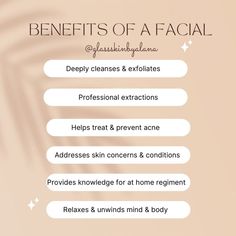 Alana 🤍 on Instagram: “Monthly facials are 🗝🗝 & here is why🤍 #facial #skincare #skingoals #skincareroutine #skincaretips #dermaplane #extractions” Monthly Facial Benefits, Benefits Of Monthly Facials, Benefits Of Dermaplaning, Dermaplane Benefits, Facial Names Ideas, Esthetician Sayings, Esthetics Education, Benefits Of Facials, Dermaplaning Benefits