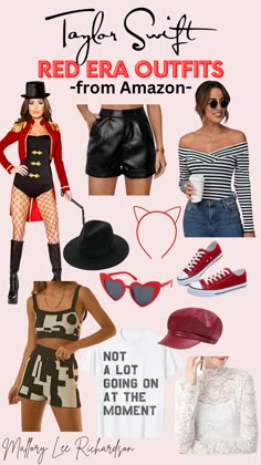 a collage of different outfits and accessories with the words, redra outfits from amazon - not going on at the moment