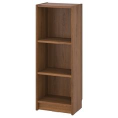 a wooden bookcase with three shelves on each side