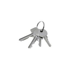 four keys are shown in the shape of a keychain on a white background