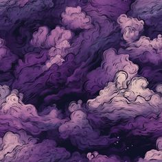 purple and white clouds are in the sky