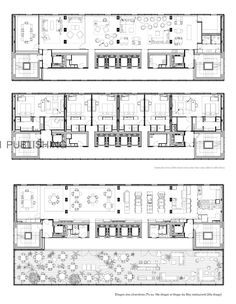 the floor plan for an office building with three levels and four rooms, all in different sections