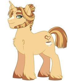 a cartoon pony with blonde hair and green eyes