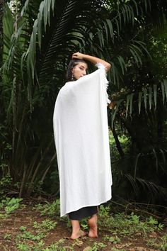 White Sage | Knit Shawl | Her – glorka Women Empowerment Project, Sound Bath, Black Kimono, Knit Shawl, Comfortable Clothes, Kundalini Yoga, Cotton Clothing, Hooded Top, White Outfit