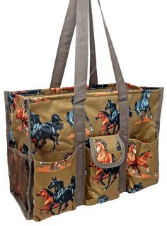 two bags with horses printed on them